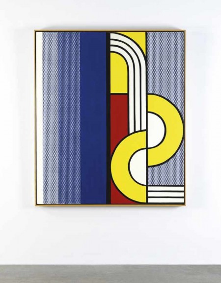 Roy-Lichtenstein-Modern-Painting-With-Yellow-Interweave-1967-450x576